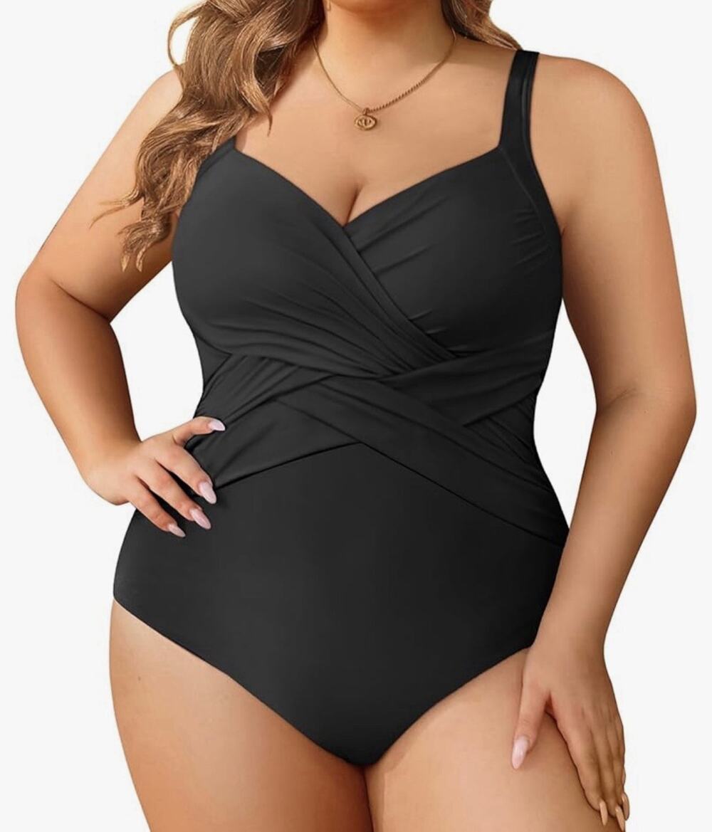 Tempt Me Women Plus Size One Piece Swimsuit Black Size 16W